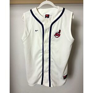 Nike Cleveland Guardians MLB Sleeveless Baseball Jersey White/Blue Youth XL Z